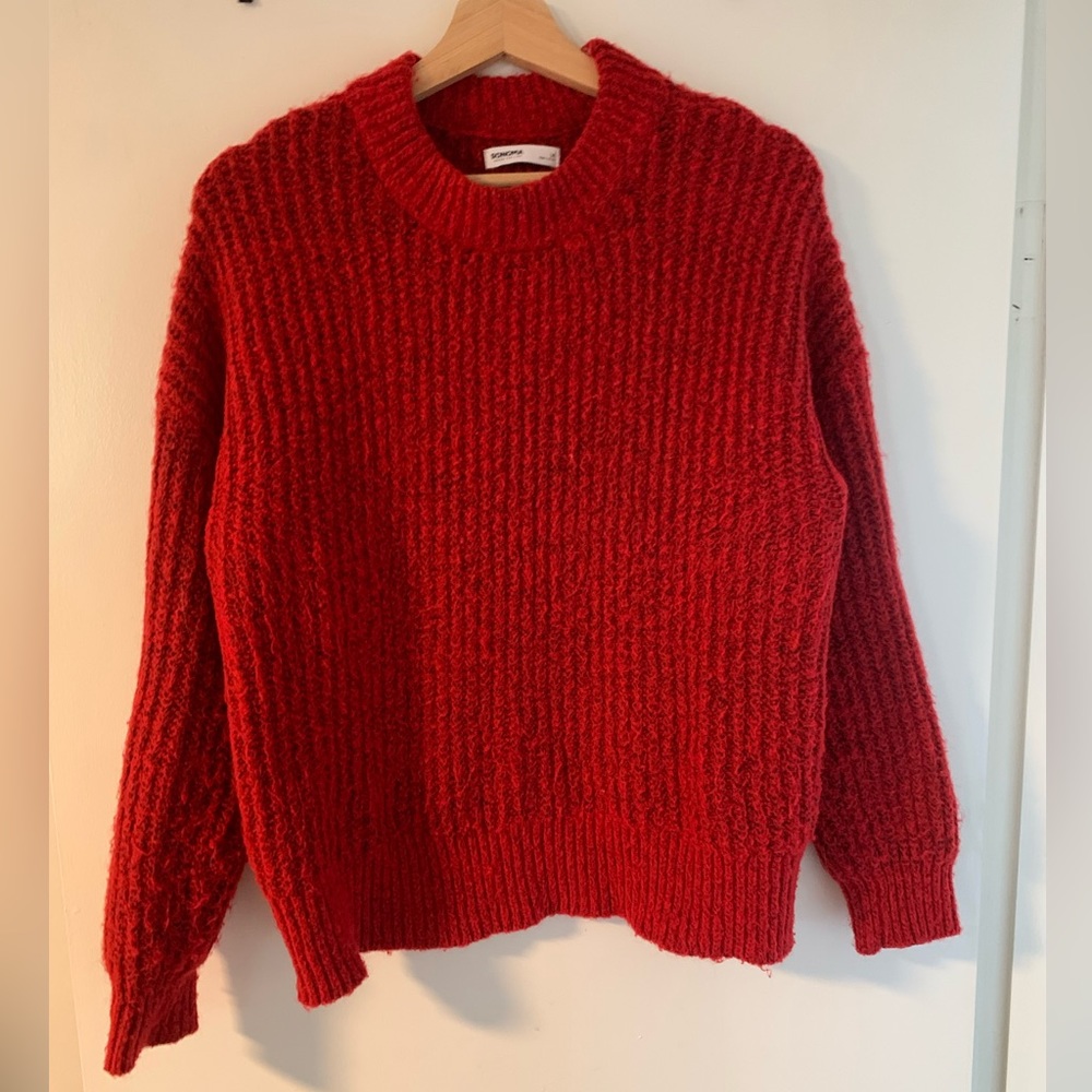 Sonoma Red/orange fuzzy sweater- size M